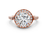 Rose gold Round Halo Diamond Ring with Split Shank and Four-Prong Setting_123