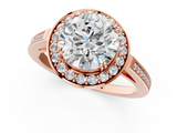 Rose gold Round Halo Diamond Ring with Split Shank and Four-Prong Setting_124
