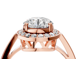 Rose gold Round Halo Diamond Ring with Split Shank and Four-Prong Setting_127