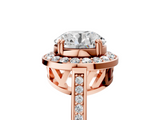 Rose gold Round Halo Diamond Ring with Split Shank and Four-Prong Setting_128