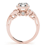 Rose gold Round Halo Diamond Ring with Twisted Band and Four-Prong Setting 2