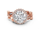 Rose gold Round Halo Diamond Ring with Vintage Split Shank and Four-Prong Setting_20