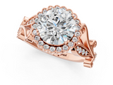 Rose gold Round Halo Diamond Ring with Vintage Split Shank and Four-Prong Setting_21