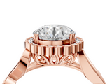 Rose gold Round Halo Diamond Ring with Vintage Split Shank and Four-Prong Setting_24