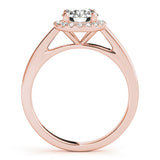 Rose gold Round Halo Diamond Solitaire Ring with Round Band and Four-Prong Setting 2