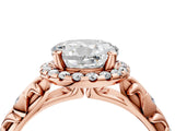 Rose gold Round Halo Diamond Solitaire with Filigree Band and Four-Prong Setting_7
