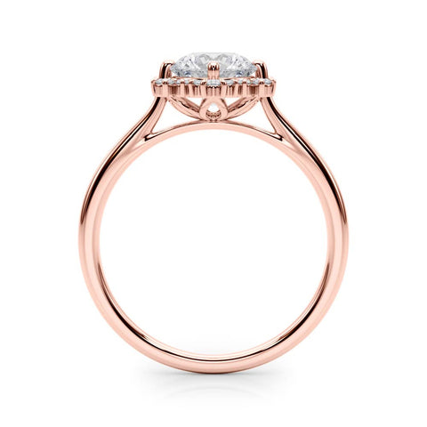 Rose gold Round Halo Diamond Solitaire with Pavé Band and Four-Prong Setting 2