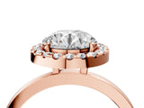 Rose gold Round Halo Diamond Solitaire with Pavé Band and Four-Prong Setting_100