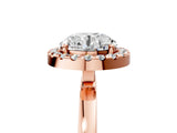 Rose gold Round Halo Diamond Solitaire with Pavé Band and Four-Prong Setting_101