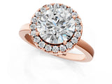 Rose gold Round Halo Diamond Solitaire with Pavé Band and Four-Prong Setting_97