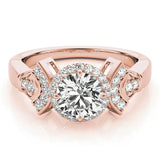 Rose gold Round Halo Diamond Split Shank Engagement Ring with Four-Prong Setting 1