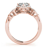 Rose gold Round Halo Diamond Split Shank Engagement Ring with Four-Prong Setting 2