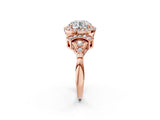 Rose gold Round Halo Diamond Split Shank Engagement Ring with Four-Prong Setting_8