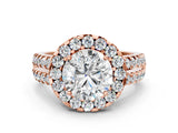 Rose gold Round Halo Diamond Split Shank Engagement Ring with Prong Setting_102