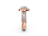 Rose gold Round Halo Diamond Split Shank Engagement Ring with Prong Setting_104
