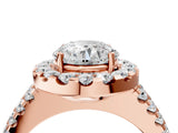 Rose gold Round Halo Diamond Split Shank Engagement Ring with Prong Setting_106