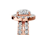 Rose gold Round Halo Diamond Split Shank Engagement Ring with Prong Setting_107