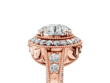 Rose gold Round Halo Diamond Split Shank Ring with Milgrain Detail_58