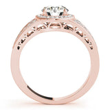 Rose gold Round Halo Diamond Split Shank Ring with Prong Setting 2