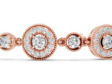 Rose gold Round Halo Diamond Tennis Bracelet with Bezel Setting_6