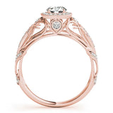 Rose gold Round Halo Filigree Diamond Engagement Ring 2