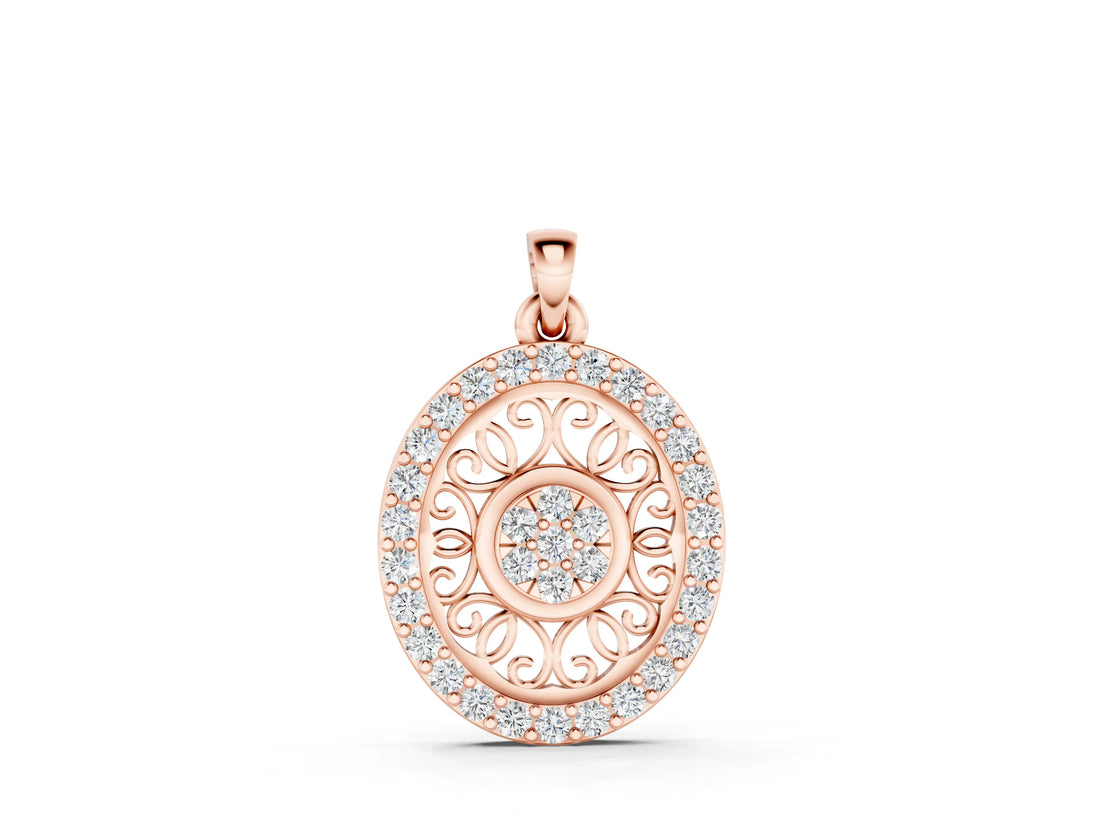 Rose gold Round Halo Filigree Pendant with Pavé Setting_6