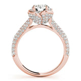 Rose gold Round Halo Floral Diamond Engagement Ring with Pave Split Shank and Four-Prong Setting 2