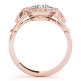 Rose gold Round Halo Milgrain Diamond Ring with Split Shank and Bezel Setting 2