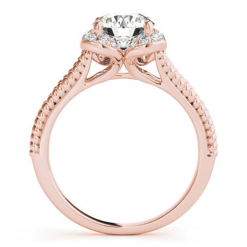 Rose gold Round Halo Milgrain Solitaire with Split Shank and Four-Prong Setting 2
