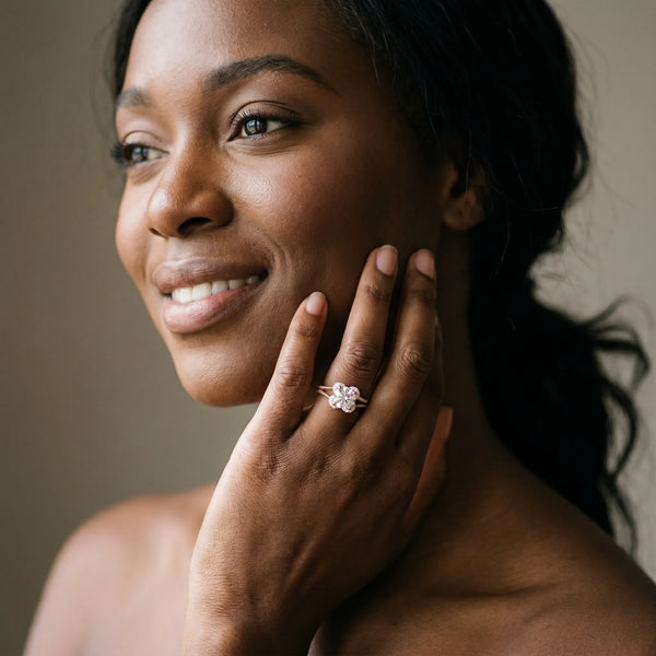 Rose gold Round Halo Milgrain Solitaire with Split Shank and Four-Prong Setting