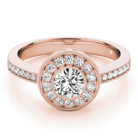Rose gold Round Halo Pavé Diamond Engagement Ring 1