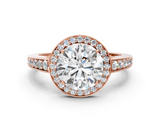 Rose gold Round Halo Pavé Diamond Engagement Ring with Bezel Setting_23