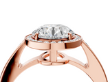 Rose gold Round Halo Pavé Diamond Engagement Ring with Bezel Setting_27