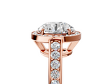 Rose gold Round Halo Pavé Diamond Engagement Ring with Bezel Setting_28