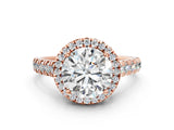 Rose gold Round Halo Pavé Diamond Engagement Ring with Four-Prong Setting_28