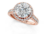 Rose gold Round Halo Pavé Diamond Engagement Ring with Four-Prong Setting_29