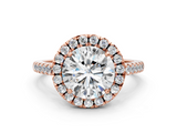 Rose gold Round Halo Pavé Diamond Engagement Ring with Four-Prong Setting_3