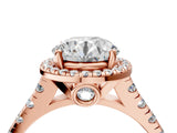 Rose gold Round Halo Pavé Diamond Engagement Ring with Four-Prong Setting_32
