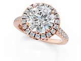 Rose gold Round Halo Pavé Diamond Engagement Ring with Four-Prong Setting_4