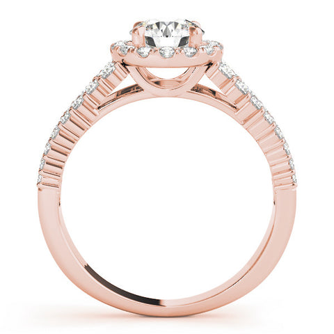Rose gold Round Halo Pavé Diamond Engagement Ring with Split Shank and Four-Prong Setting 2