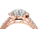 Rose gold Round Halo Pavé Diamond Engagement Ring with Split Shank and Four-Prong Setting_10