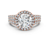 Rose gold Round Halo Pavé Diamond Engagement Ring with Split Shank and Four-Prong Setting_6