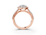 Rose gold Round Halo Pavé Diamond Engagement Ring with Split Shank and Four-Prong Setting_9