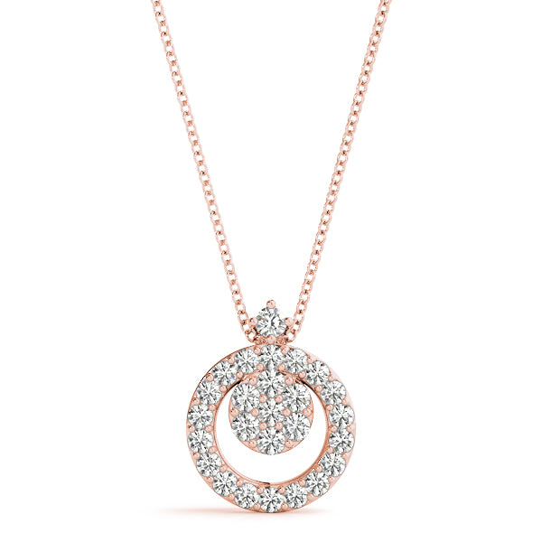 Rose gold Round Halo Pavé Diamond Pendant with Four-Prong Setting 1
