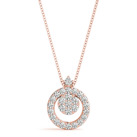 Rose gold Round Halo Pavé Diamond Pendant with Four-Prong Setting 1