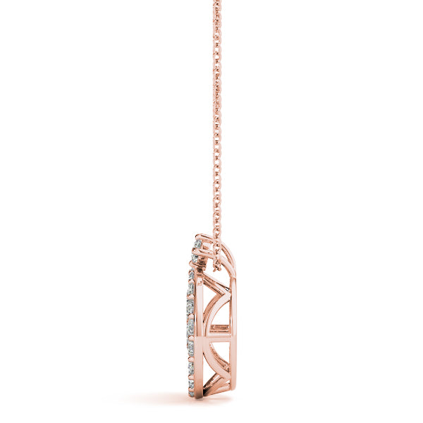 Rose gold Round Halo Pavé Diamond Pendant with Four-Prong Setting 2
