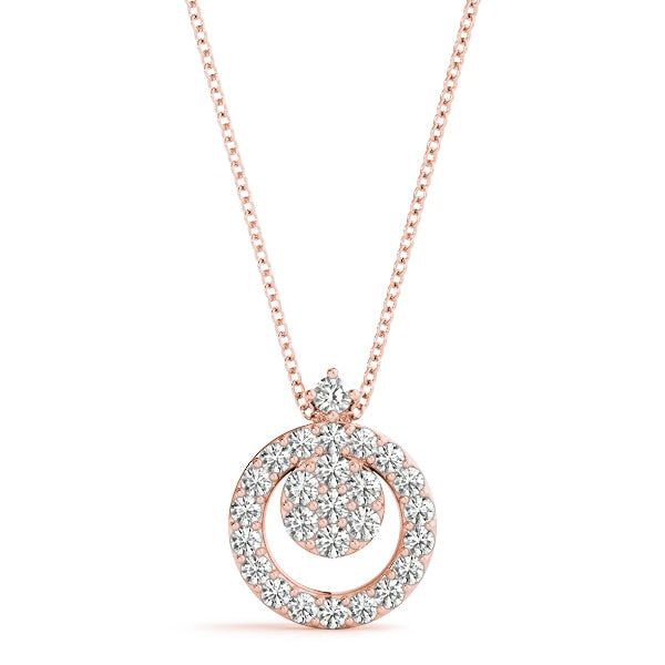 Rose gold Round Halo Pavé Diamond Pendant with Four-Prong Setting