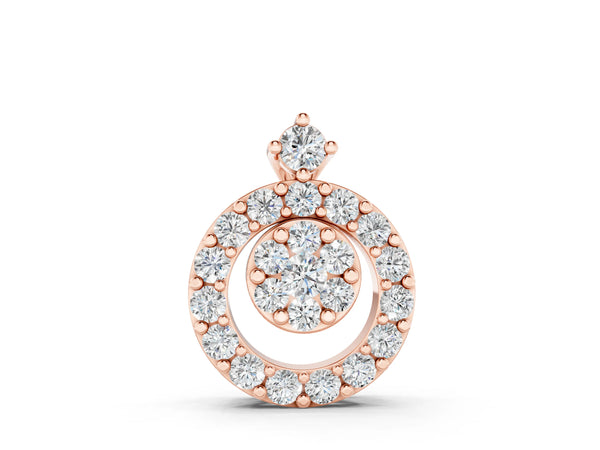 Rose gold Round Halo Pavé Diamond Pendant with Four-Prong Setting