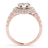Rose gold Round Halo Pavé Split Shank Heart Prong Ring 2