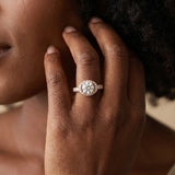Rose gold Round Halo Pavé Split Shank Heart Prong Ring_15